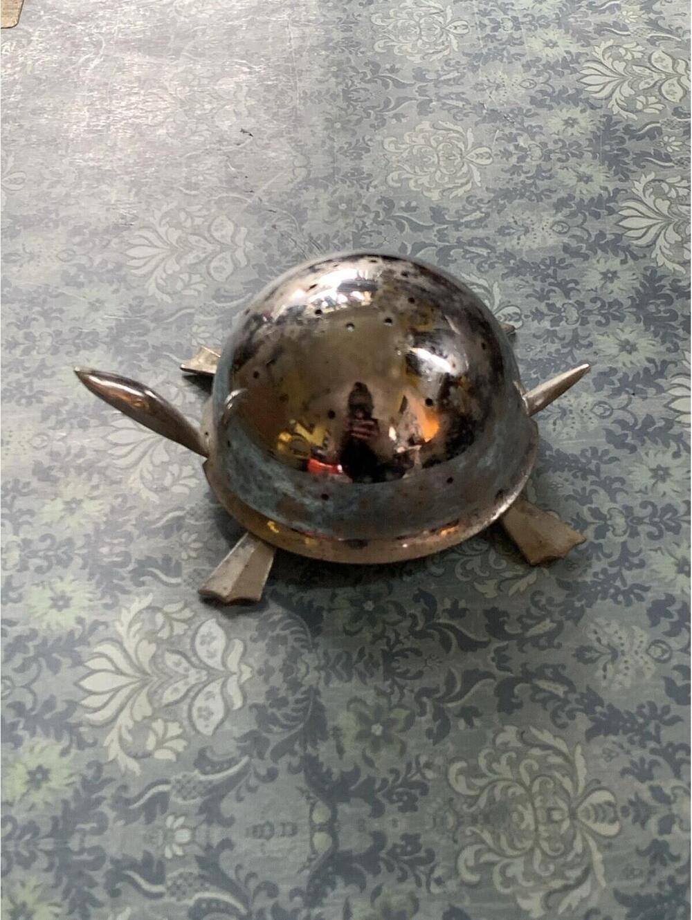 Vintage Irvinware Mock Turtle Toothpick Holder Metal Figural Snack Pick Silver